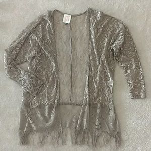 Hit List Los Angeles Lace Fringe Kimono Cardigan